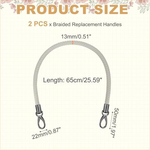 MECCANIXITY Braided Purse Strap, PU Leather Purse Strap Handle Replacement for Handbag Tote Underarm Bag Making - color: Light Gray