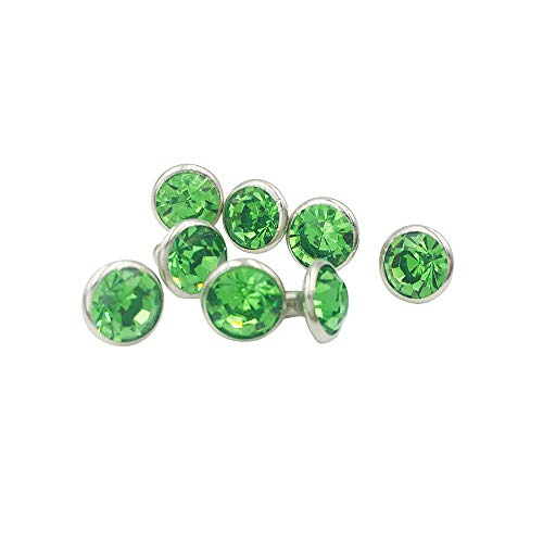 100 Sets Cz Colorful Crystal Rivets Silver Color Spots Studs Double Cap for DIY Leather-Craft (Light Green, 6MM) - color: Light Green, size: 6MM