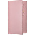 Checkbook Covers for Personal Duplicate Checks, Genuine Leather Checkbooks Register Cover Holder Wallets for Women & Men (Pink) - color: Pink