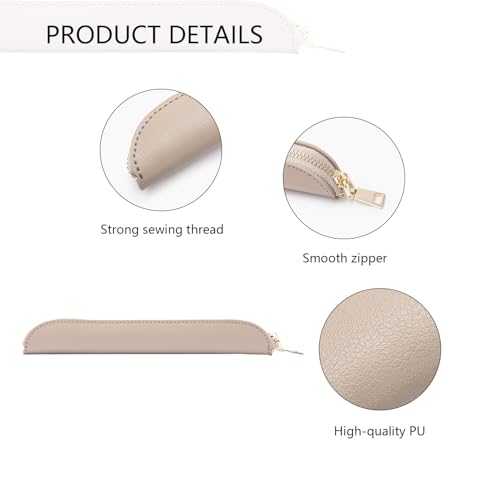 Slim Pencil Case Skinny Pen Case Pen Pouch (FL Gray) | Smooth gold zipper; wipe-clean faux leather; fits a few gel writers and a stylus; slips into planners backpacks and totes - color: Gray