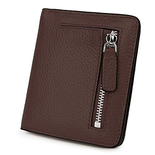 Small Leather Wallet for Women, Ladies Credit Card Holder RFID Blocking Women's Mini Bifold Pocket Purse - color: Coffee Rfid Blocking