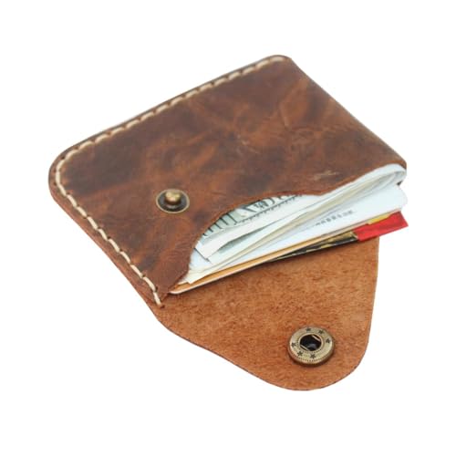 Handmade genuine leather retro deep brown card bag zero wallet - color: Dark brown
