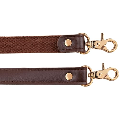 Allzedream Genuine Leather Purse Strap Sewing Canvas Replacement Handbag Shoulder Bag 2 Pcs - color: Coffee, Gold Hardware