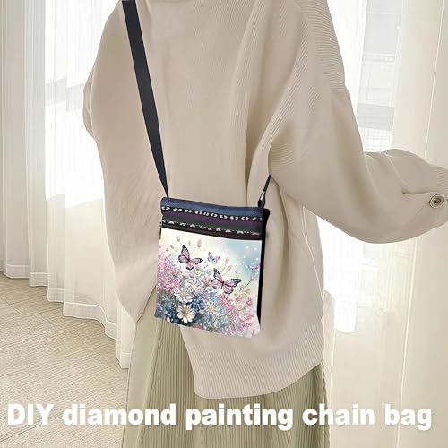 DDGYP Butterfly Purse Diamond Painting Crossbody Bag，1PC | Diamond Art Kits for Adults Women, PU Leather Art Bag, DIY Craft Kits for Adults, Ideal Gift for Handmade Lovers - color: Butterfly Flower 5
