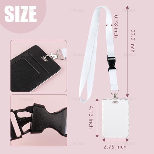 AUEAR, 4 Pack Sublimation Leather Work Card Badge Holder Blank with Lanyard for DIY Craft