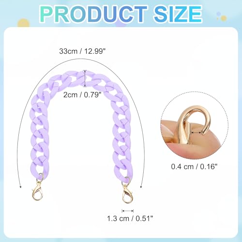 PATIKIL 15" Acrylic Purse Chain Acrylic Chain Linking Rings Light Purple - color: Matte Light Purple