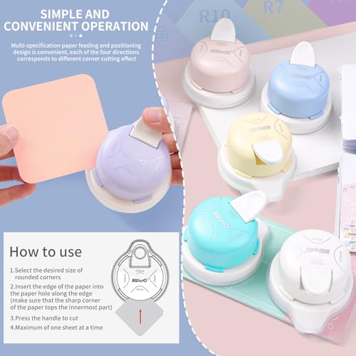 Corner Rounder Punch, Kaluofan 2024 Upgraded 4 in 1 Corner Punch (Inside Rounded Corner+R4mm+R7mm+R10mm), Paper Corner Rounder, Punches for Crafts, DIY Projects, Photo, Card, Scrapbooking Making - color: White