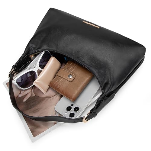 Montana West MEDIUM Shoulder Purses for Women Crescent Hobo Bags Trendy Purses - color: 073-black