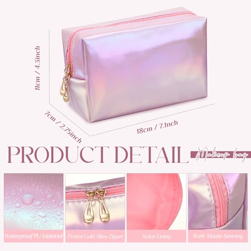 Sanwuta 9 Pcs Makeup Bags Bulk Toiletry Case,Laser Pink - color: Laser Pink