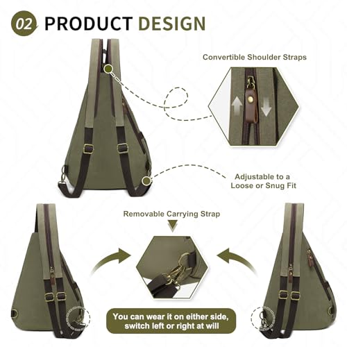 Crossbody Bag for Women Men - Small Sling Backpack 3-in-1,Olive - color: Yellow Green
