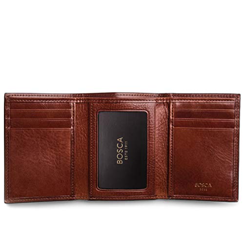 Bosca Men's Double I.D. Trifold - color: Dark Brown