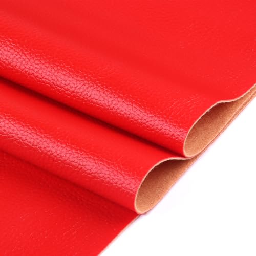 Ramya Faux Leather Sheets Roll 12" X 53"(30cm X 135cm) Upholstery Faux Leather Suitable for Handmade DIY, Earrings, Hair Clips, Sewing Crafts Projects (Red) - color: Red
