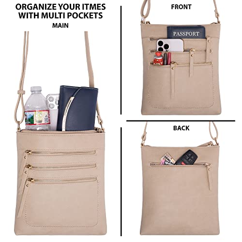 Solene Crossbody Bag Functional Multi Pocket Messenger Purse Top Zip Closure Shoulder Handbag With Adjustable Strap - color: Brick