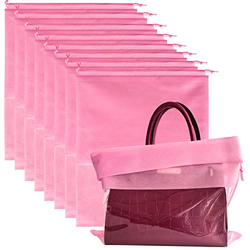 8PCS Dust Bags for Handbags Jumbo Travel Shoe Bags Purses Organizers Storage Bags with Rope Clear Window Dustproof Drawstring Bag Storage Pouch for Men and Women - Pink, 23.6 x 19.7 in - color: Pink, size: 23.6 x 19.7 in