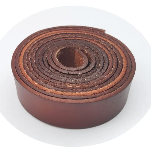 Glory Qin 5 Feet 20mmx2mm Genuine Cow Hide Flat Leather Strip, 20mm Wide Real Leather Craft for Jewelry Making LeatherRush (Brown) - color: Brown 1.5m