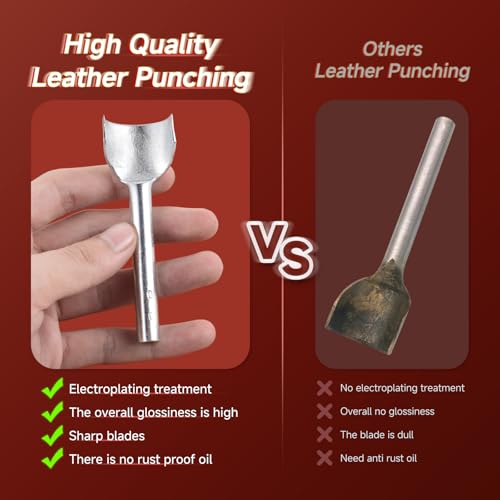 7Pcs Leather Craft Tools Precision Arc-Shaped Half Round Punch Set & Edge Cutters for Belt, Wallet, and Bag Making (Sizes from 10mm to 40mm)