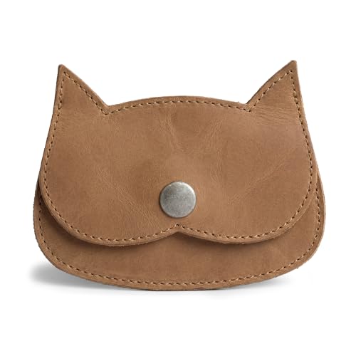Hide & Drink, Cat Shape Wallet Handmade from Full Grain Leather - Single Malt Mahogany - color: Single Malt Mahogany