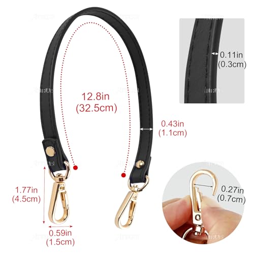 AUEAR, 2 Pack Black Leather Replacement Straps Handle for Small Handbags Purse with Gold Lock - color: Black with Gold Lock