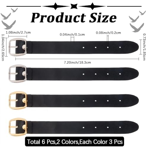 6Pcs PU Leather Kilt Extension Strap Gold Buckle Extenders - color: Gold and Silver Buckle