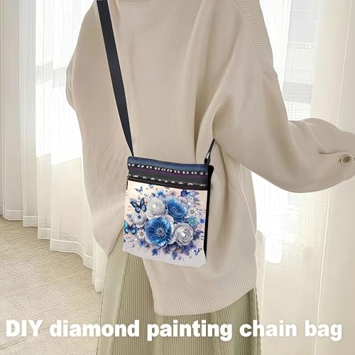 LSQFS 5D DIY Diamond Painting Crossbody Bag, PU Leather Butterfly Purse, Diamond Art Kits for Adults, Art Bag, Craft Kits for Adults Women, Creative Handmade Gift - color: Butterfly flowers 3