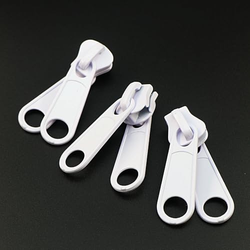 #10 White Resin Plastic Zipper Pulls Sliders for Tent Gazebo Quilt Jacket | Leekayer 10PCSReversible Pulls forLarge Double Sided Zipper Pulls Sliders Bulk(White)Metal Slider for Zipper Repair - color: White, size: #10-Reversible Pulls