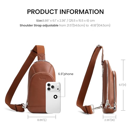 befen Genuine Leather Sling Bag for Women, Anti Theft Crossbody Chest Bags | Leather Fanny Packs for Travel with RFID Card Slots for Daily Travel - color: Brown
