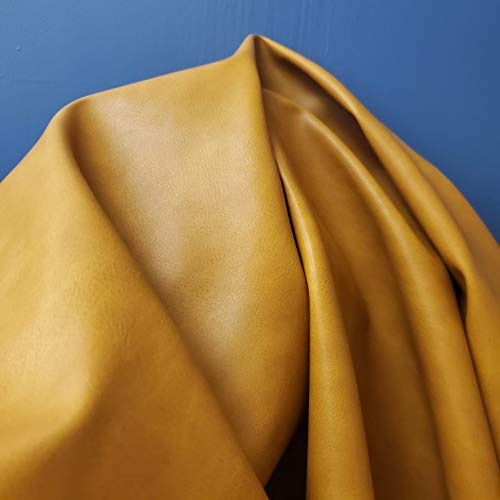 NAT Leathers 24 inch x 54 inch Vegan Faux Leather Fabric by the Yard Synthetic Pleather 0.9 mm Soft Smooth Upholstery 9 sq.ft. (24" x 54" -2/3 of Yard) (Caramel) - color: Caramel