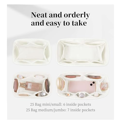 Satin Purse Organizer for Chanel 25 Bag Medium, Blanc - color: Blanc, size: 25 Handbag Medium