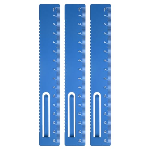 HARFINGTON 3pcs Straight Ruler 15cm Metric Metal Aluminum Alloy Measuring Bookmark Clip Rulers Scale Tool for Measure Study Reading Classroom Office, Blue - color: Blue, size: 15cm