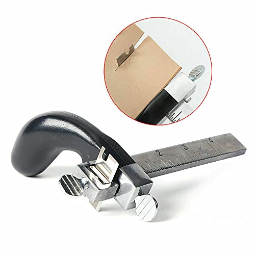Leather Strap Cutter, Aluminum Handle Belt Craft Splitter Skiver Paring Machine Skiving Tool Draw Gauge Leather Craft Splitter with 3 Blade