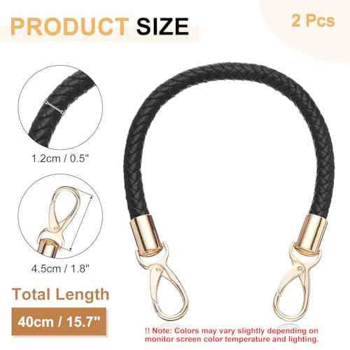 uxcell 2 Pcs Leather Purse Strap, 15.7 Inch PU Leather Braided Purse Replacement Shoulder Strap for Handbags with Buckle for DIY Handbag Purse Making, Black - color: Black