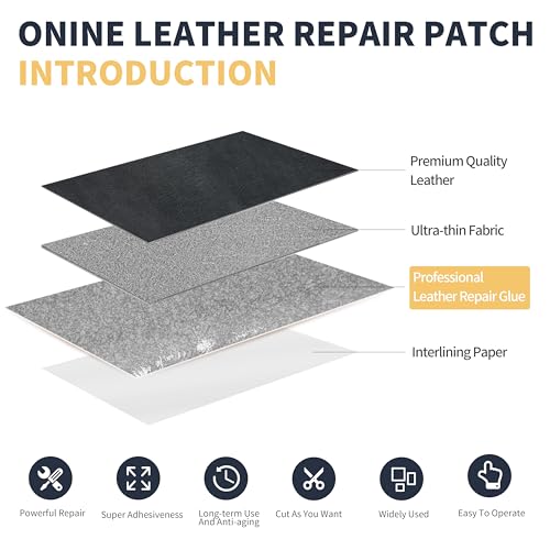 ONine Leather Repair Patch，Leather Repair Tape, 3 x 60 inches Leather Repair Patch for Furniture,Vinyl Repair Kit，Leather Couch Patch，for Sofas, Furniture, Car Seats, Office Chairs(Dark Grey) - color: Dark Grey, size: 3 x 60 inches