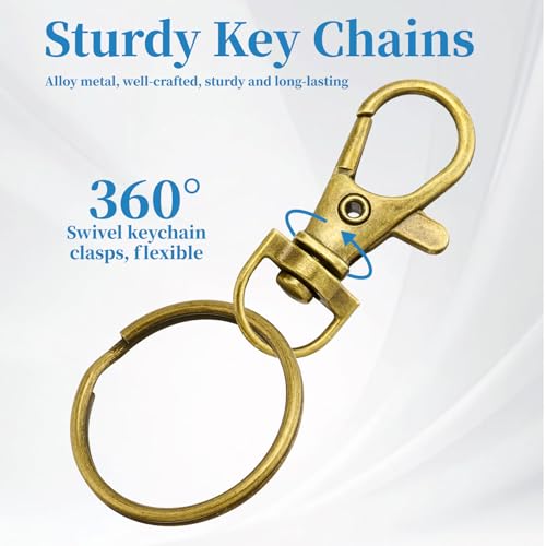 60PCS Swivel Snap Hooks with Key Rings,30PCS Keychain Clips and 30PCS Key Chain Ring for Keychain,Key,Jewelry Making,Art Crafts,Bronze,1.34inch/34mm - color: Bronze-L, size: 1.34"
