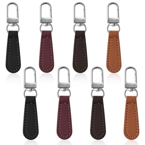 Deoward Zipper Pull Replacement PU Leather Handle Zipper Repair Tab (8 PCS) | Detachable, for Luggage, Backpacks, Suitcases, Jackets, Purses, Handbags - style: Leather Handle Zipper Pulls (Mixed Colors)