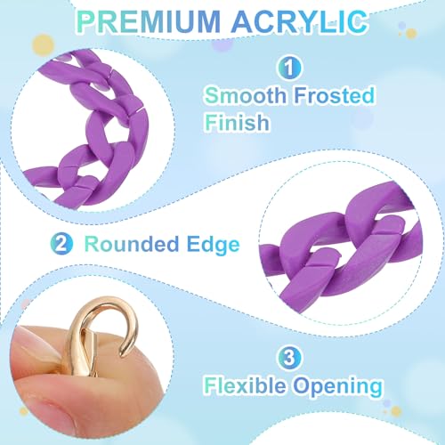 PATIKIL 15" Acrylic Purse Chain Acrylic Chain Linking Rings Purple - color: Matte Purple