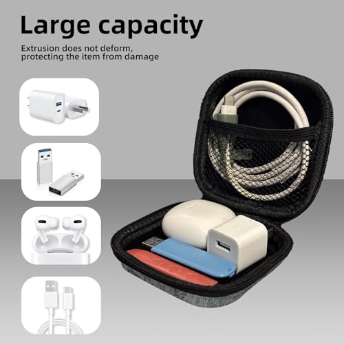 Square Data Cable Earbud Charger Coin Storage Bag Shockproof and Drop-Proof EVA Material Compatible with AirPod(Green) - color: Green