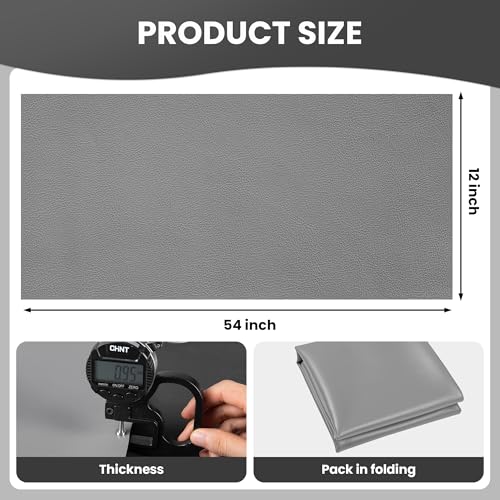 Marine Vinyl Fabric, Upholstery Faux Leather Fabric by The Yard, 0.95 mm Thick PU Leather Sheets for Sofa Chairs Handbags Hair Bows Earrings Crafts (1 Foot 12''X 54'', Grey) - color: Grey, size: 1 Foot