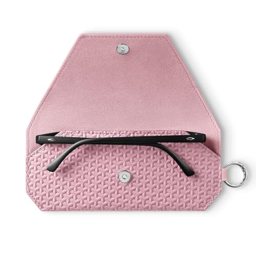 VULKIT Portable Leather Eye Glasses Case for Women & Men, Slim Sunglass Case, Unisex Eyeglass Case - color: Blush Pink