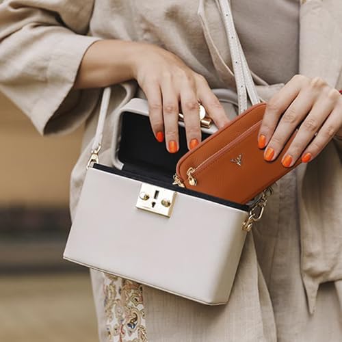 Genuine Leather Wristlet Wallets for Women Clutch Purse with Detachable Strap Slim Phone Wallet for Travel Wedding - color: Brown