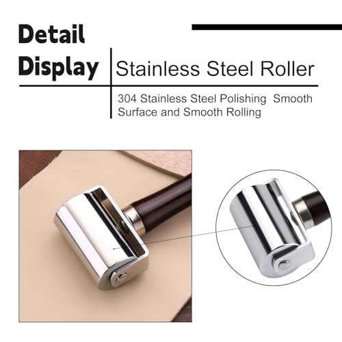 Mnuizu 60mm+100mm Leather Press Edge Roller, Black Leather Craft Roller | Seam Roller for Leather, Leather Edge Creaser, Leather Craft Laminating Tool for Leather Craft - color: Black, size: 60mm+100mm