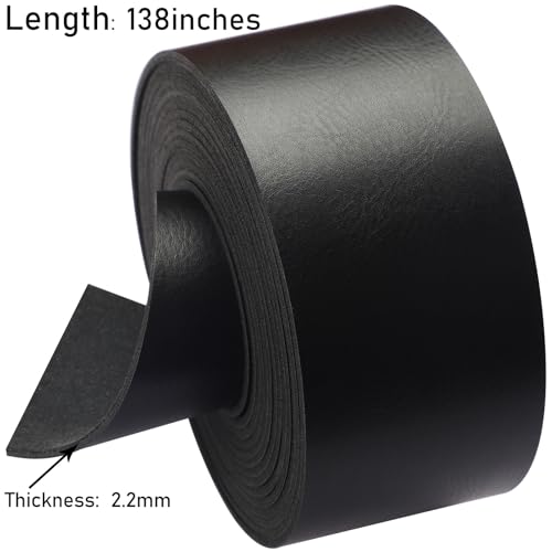 Picheng Faux Leather Strap for Crafts: 2 Inch Wide 138" Long Leather Strips - color: Black, size: 2 Inch