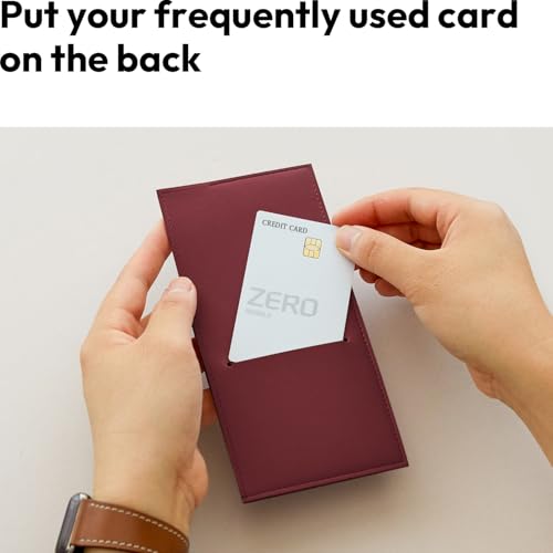 PU Leather Card & Cash Envelope for Travel and Budgeting -Burgundy | Reusable Money Holder, Stylish Leather Money Envelope - color: Burgundy