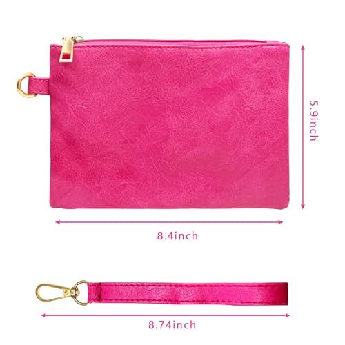K.E.J. Clutch Purses for Women Wallet Wristlet Small Wallet Purses Clutch Handbags Zipper Purse for Ladies Women Gifts - color: Hot Pink