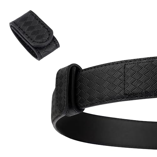 TACNEX Genuine Leather Belt Keeper 1 3/8" - 1 1/2" Wide Men's Belt Loop Stays Dress Belt End Holder Retainer Tool Belt Band - color: Basket Weave, size: 2 pcs