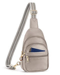 CHOLISS Anti Theft Small Sling Bag for Women and Men RFID Leather Crossbody Bags Fanny Pack Chest Bag Travel Purse Daypacks - color: Grey