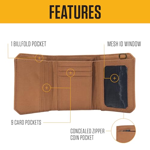Carhartt Nylon Duck Trifold Wallet Carhartt Brown | Mens 700D, Wallets, RFID-Blocking with, and Front Pocket Options - color: Carhartt Brown (Trifold)