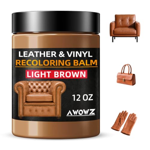 Leather Recoloring Balm, Leather Couch Repair Kit, Leather Restorer for Couches, Leather Scratch Repair, Leather Recoloring Balm for Faded & Scratched Leather Couches (Light Brown (Tan), 12 OZ) - color: Light Brown (Tan), size: 12 OZ