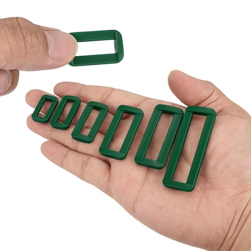 uxcell 16Pcs Plastic Rectangle Ring, Rectangle Slide Buckle, Webbing Belt Buckle Slide Loop for DIY Backpack Purse Strap - color: Dark Green, size: 1 1/2"