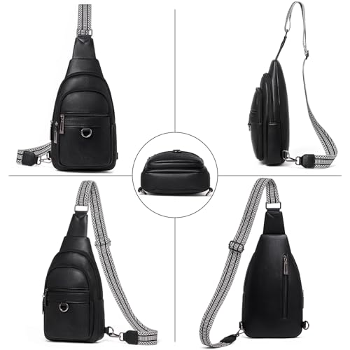 cakang Womens Sling Bag Crossbody Bags for Women Vegan Leather Sling Backpack Daypack Fanny Pack Crossbody Purse Travel - color: 1-black