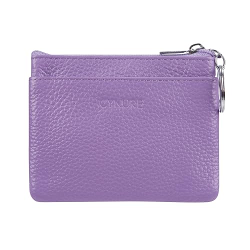Women Genuine Leather Coin Purse Small Keychain Change Wallet - color: Lavander, size: One Size